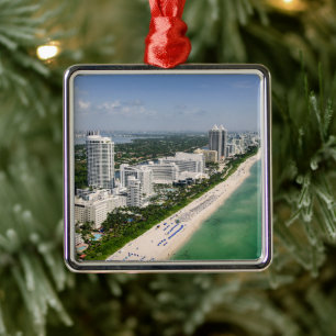 Coastline   Urban Beach, Miami, Florida Metal Tree Decoration