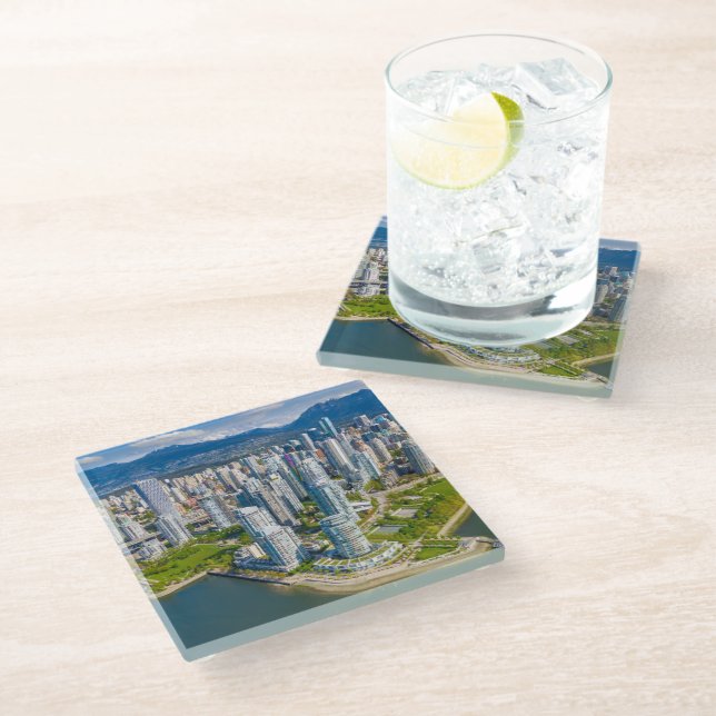Coastline | Vancouver, British Columbia, Canada Glass Coaster (Angled)