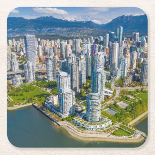Coastline Vancouver, British Columbia, Canada Square Paper Coaster