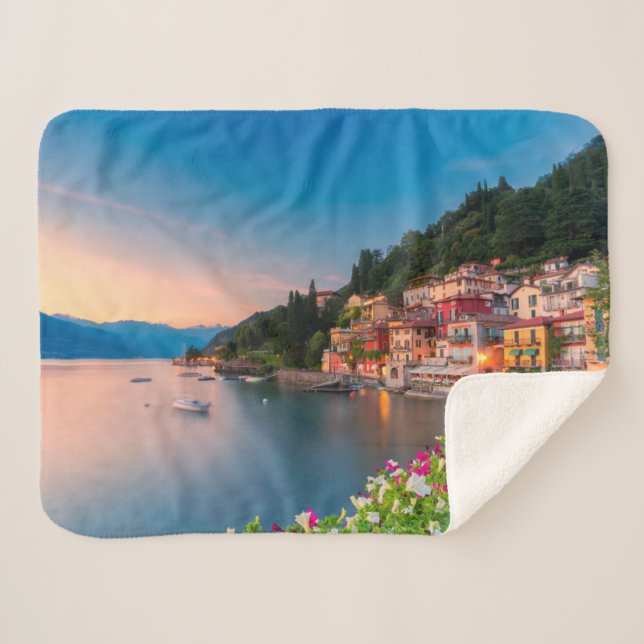 Coastline | Varenna, Lombardy, Italy Sherpa Blanket (Front (Horizontal))