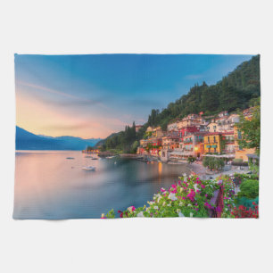 Coastline Varenna, Lombardy, Italy Tea Towel