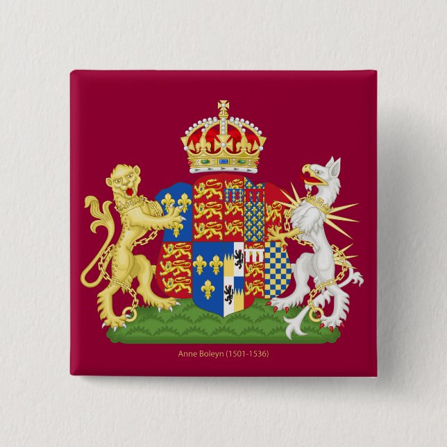 Coat of Arms Anne Boleyn 15 Cm Square Badge (Front)
