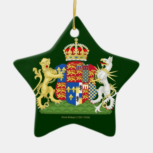 Coat of Arms Anne Boleyn Ceramic Tree Decoration (Front)