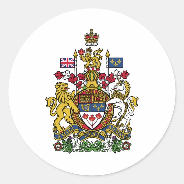 Coat of arms Canada Official Heraldry Symbol Logo Classic Round Sticker (Front)