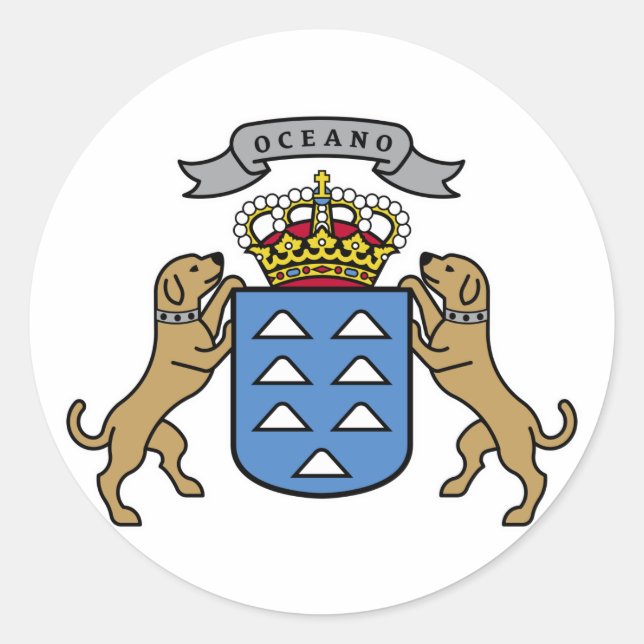 Coat of Arms Canary Islands Official Symbol Spain Classic Round Sticker (Front)