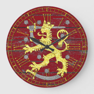 Coat of arms Finland Your Colour Wood Large Clock