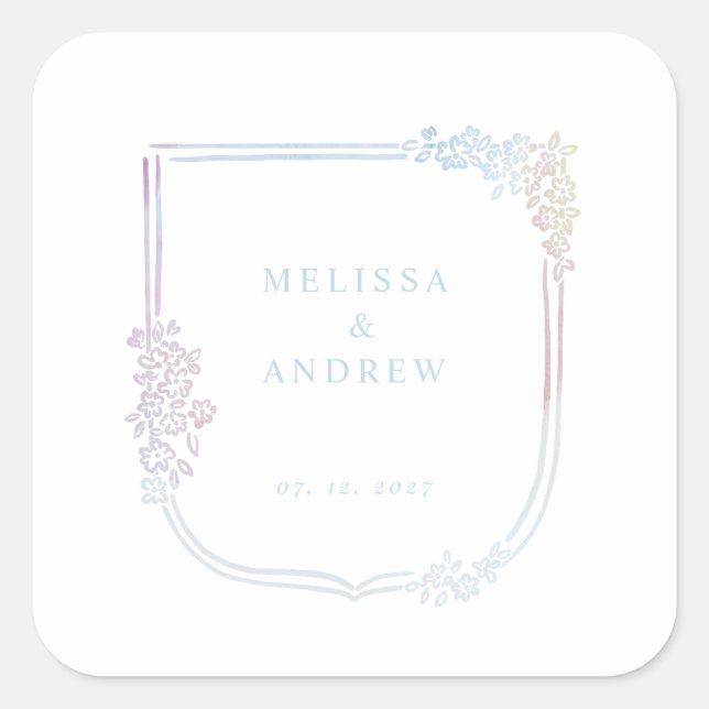 Coat of arms frame -  pastel square sticker (Front)