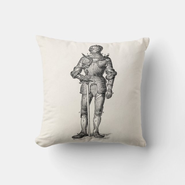 Coat of Arms Knight Shining Armour Sword Mediaeval Cushion (Front)