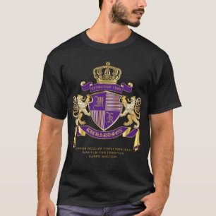 Coat of Arms Monogram Emblem Golden Lion Shield T-Shirt