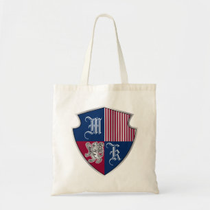 Coat of Arms Monogram Emblem Silver Lion Shield Tote Bag