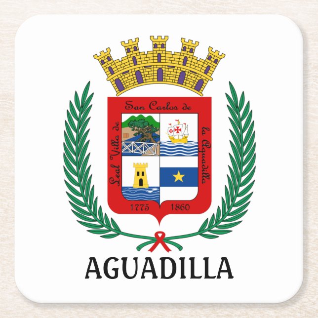 Coat of Arms of Aguadilla, Puerto Rico Square Paper Coaster (Front)