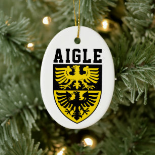 Coat of Arms of Aigle, Switzerland Ceramic Tree Decoration