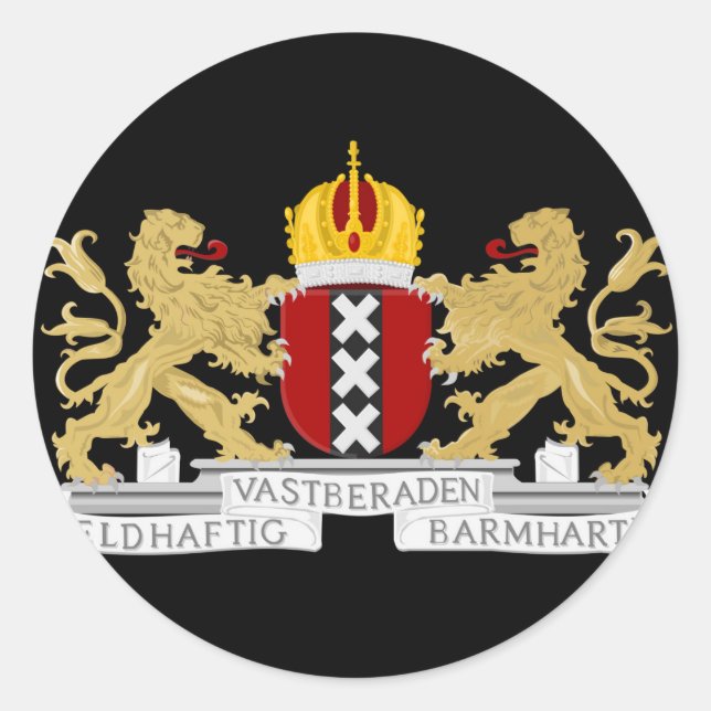 Coat of arms of Amsterdam Classic Round Sticker (Front)