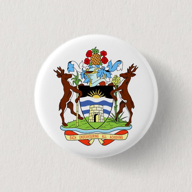 Coat of Arms of Antigua and Barbuda 3 Cm Round Badge (Front)