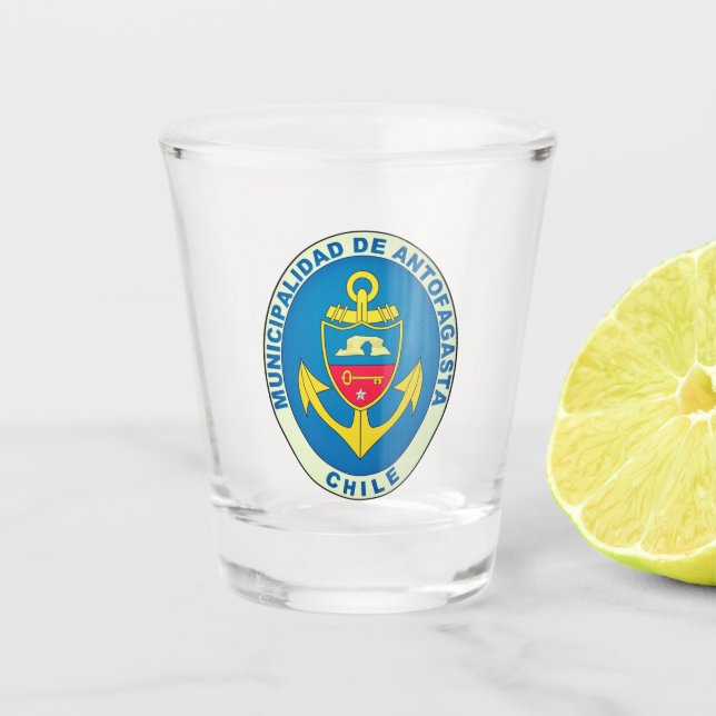 Coat of Arms of Antofagasta, Chile Shot Glass (Front)