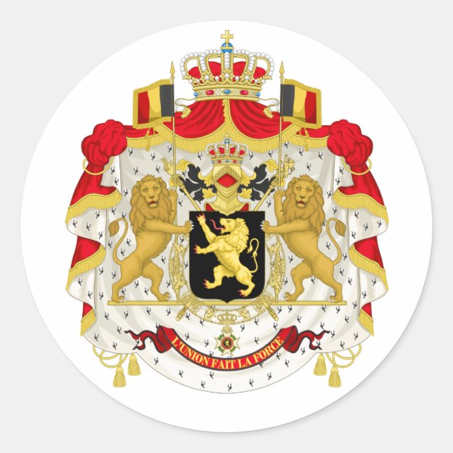 Coat of Arms of Belgium Classic Round Sticker (Front)
