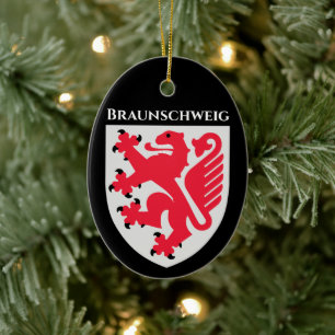 Coat of Arms of Braunschweig, Germany Ceramic Tree Decoration