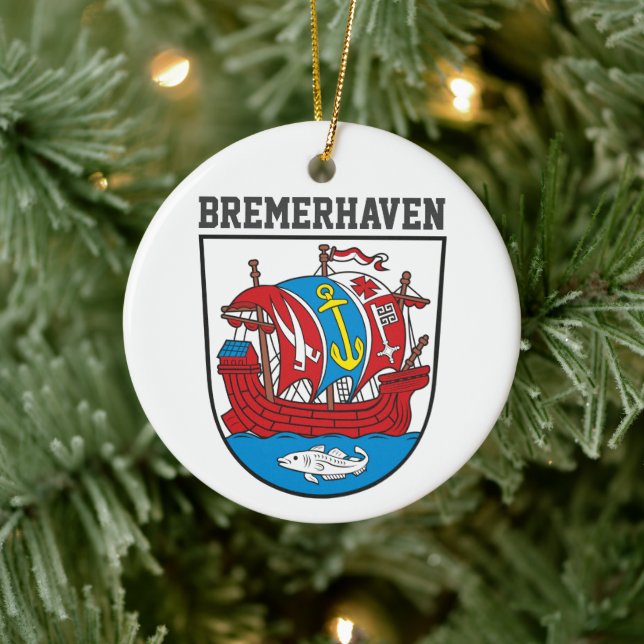 Coat of Arms of Bremerhaven, Germany Square Sticke Ceramic Tree Decoration (Tree)