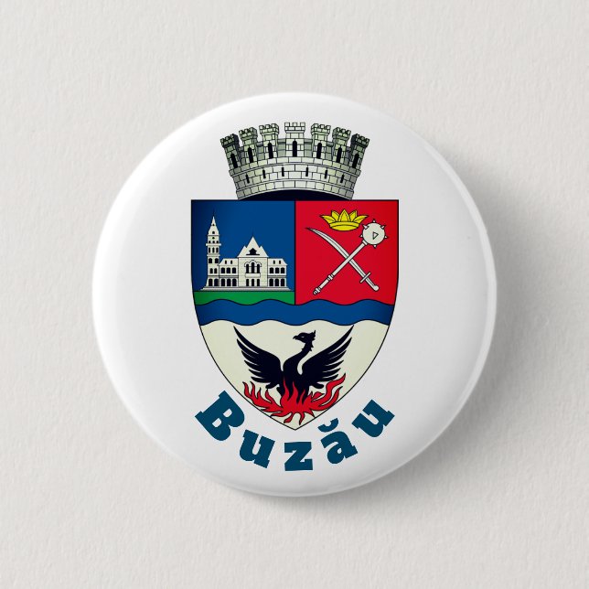 Coat of Arms of Buzău, Romania 6 Cm Round Badge (Front)