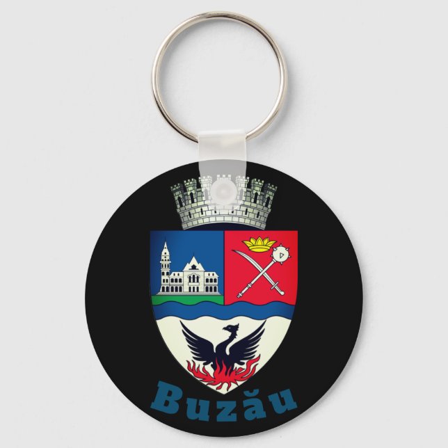 Coat of Arms of Buzău, Romania Keychain (Front)