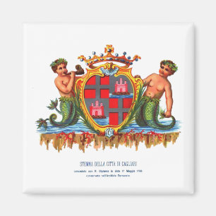 Coat of Arms of Cagliari, Sardinia Button Magnet