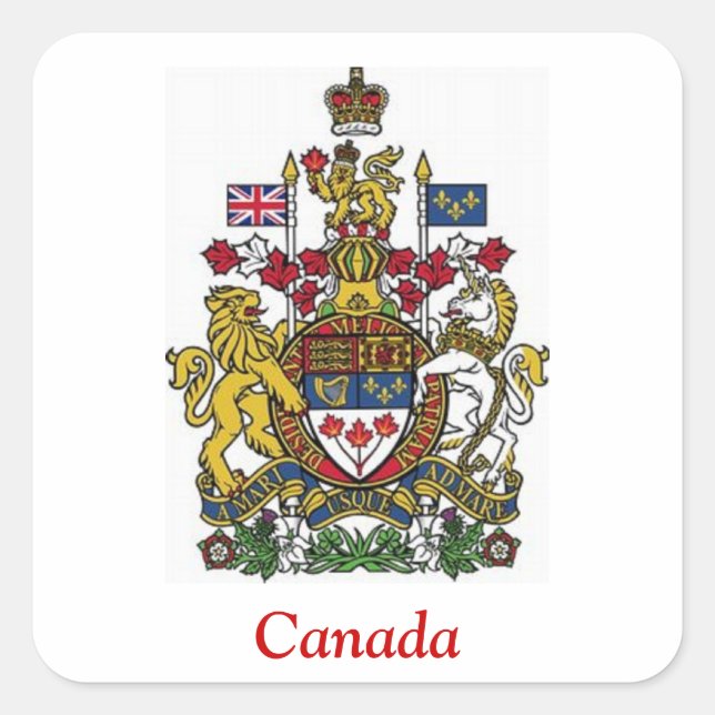 Coat of Arms of Canada Square Sticker (Front)