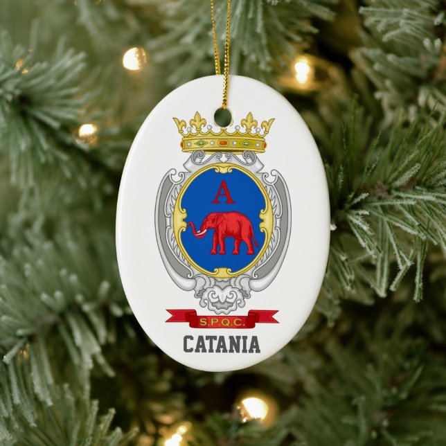 Coat of arms of Catania, Sicily Ceramic Tree Decoration (Tree)