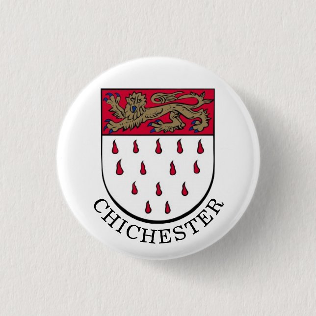 Coat of Arms of Chichester, West Sussex (England) 3 Cm Round Badge (Front)