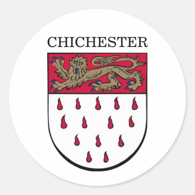 Coat of Arms of Chichester, West Sussex (England) Classic Round Sticker (Front)