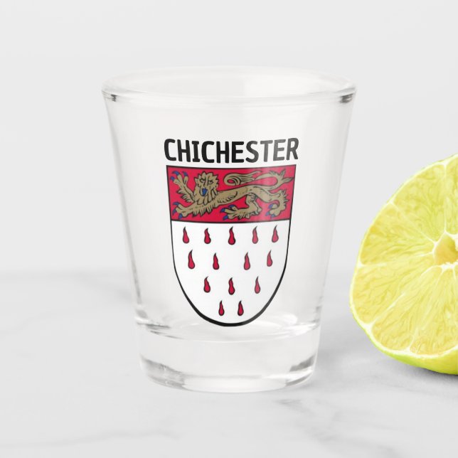 Coat of Arms of Chichester, West Sussex (England) Shot Glass (Front)