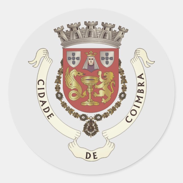 Coat of Arms of Coimbra, PORTUGAL Classic Round Sticker (Front)