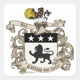 Coat of Arms of Colonel William Ball of Virginia. Square Sticker