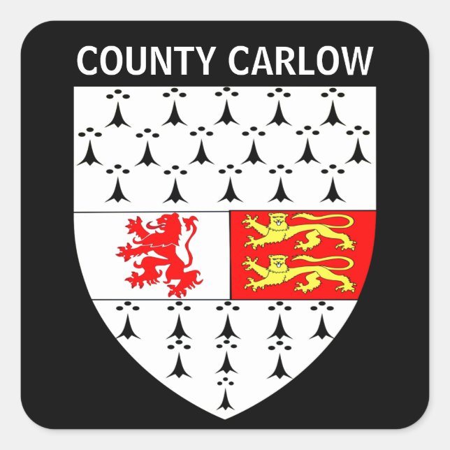 Coat of Arms of County Carlow, Republic of Ireland Square Sticker (Front)