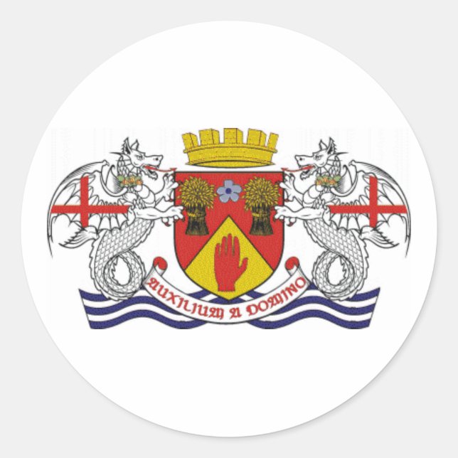 Coat of arms of County Londonderry, N. Ireland Classic Round Sticker (Front)