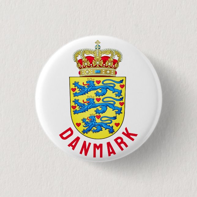 Coat of Arms of Denmark 3 Cm Round Badge (Front)