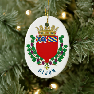Coat of arms of Dijon, France Ceramic Tree Decoration