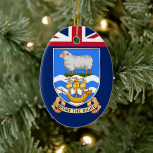 Coat of Arms of Falkland Islands Ceramic Tree Decoration