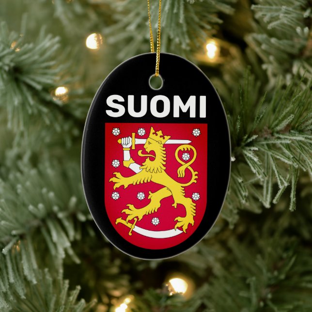 Coat of Arms of Finland Ceramic Tree Decoration (Tree)