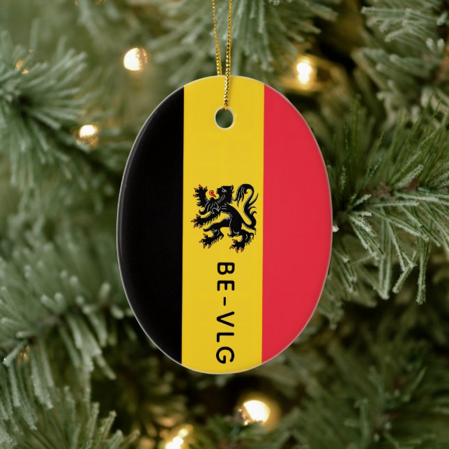 Coat of Arms of Flanders Ceramic Tree Decoration (Tree)