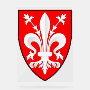Coat of Arms of Florence Red Florentine Lily Acrylic Sign