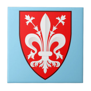 Coat of Arms of Florence Red Florentine Lily  Tile