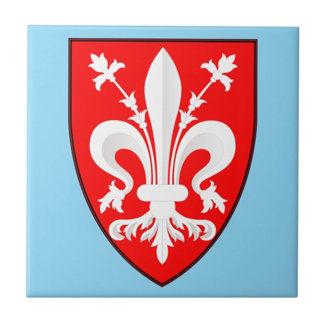 Coat of Arms of Florence Red Florentine Lily  Tile (Front)