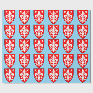 Coat of Arms of Florence Red Florentine Lily  Wrapping Paper