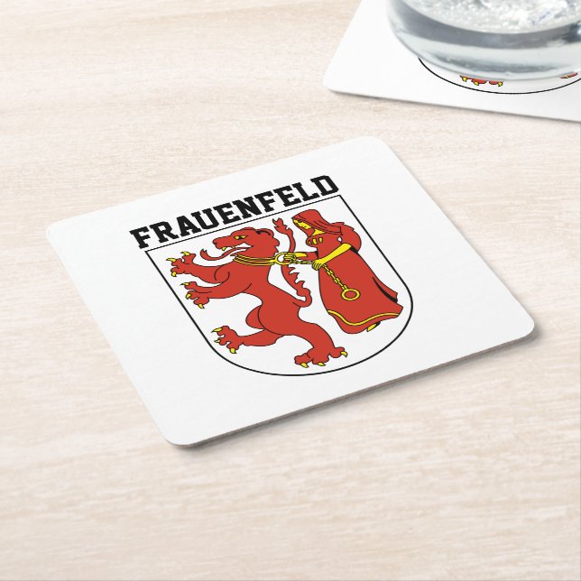Coat of Arms of Frauenfeld, Switzerland Square Paper Coaster (Angled)