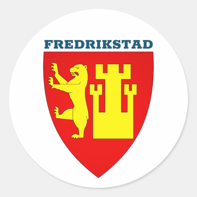 Coat of Arms of Fredrikstad, Norway Classic Round Sticker (Front)