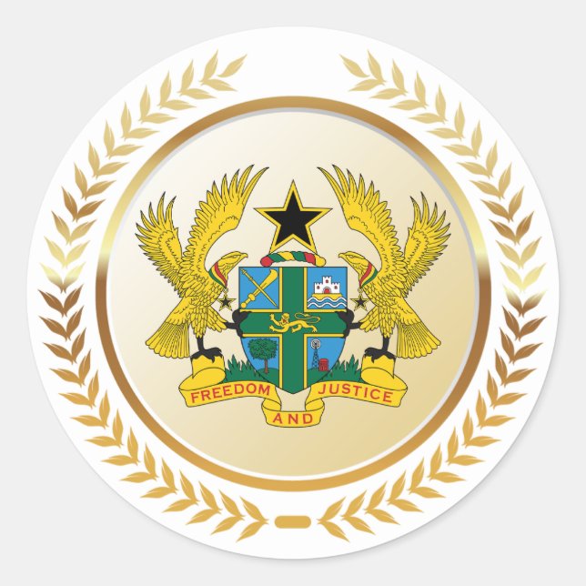 Coat of Arms of Ghana Classic Round Sticker (Front)