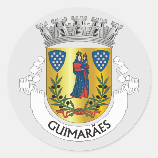 Coat of Arms of Guimarães, Portugal Classic Round Sticker (Front)