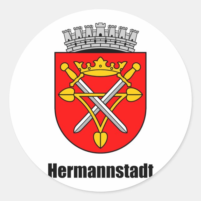 Coat of arms of Hermannstadt Classic Round Sticker (Front)