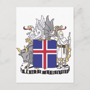 Coat of Arms of Iceland Mythical Guardians Art Announcement Postcard