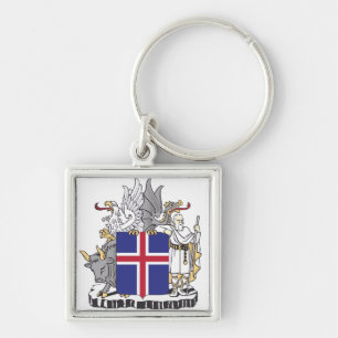 Coat of Arms of Iceland Mythical Guardians Art Key Ring